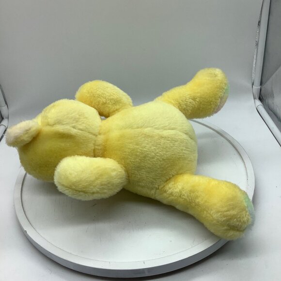 Vtg 1980s Yellow Sleepy Bear Plush Stuffed Animal Pastel Paws 13" - Picture 6 of 7